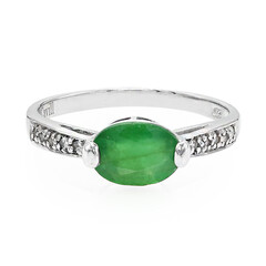 Anello placcato in platino con Smeraldo Bahia