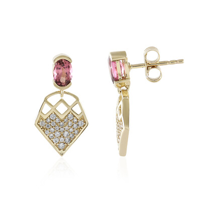 Orecchini in oro con Tormalina Rosa Nigeriana