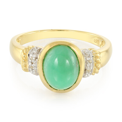 Anello placcato in oro con Crisoprasio Imperiale