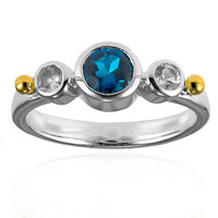Anello in argento con Topazio Blu Londra (Granulieren)