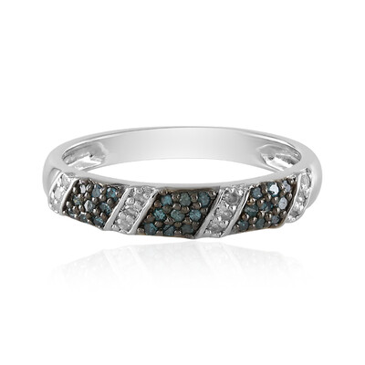 Anello in argento con Diamante Blu I3