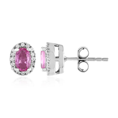 Orecchini in argento con Zaffiro Ceylon Rosa (non riscaldato)