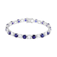 Bracciale in argento con Zaffiro Blu del Madagascar