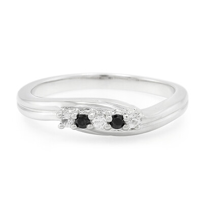 Anello in argento con Zaffiro Bianco e Spinello Nero