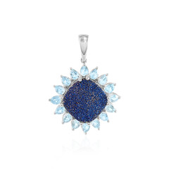 Ciondolo in argento con Agata Glitter Blu