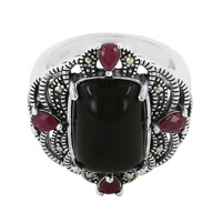 Anello in argento con Agata Nera