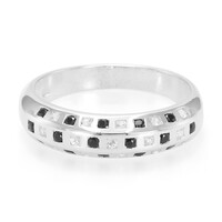 Anello in argento con Spinello Nero e Zaffiro Bianco