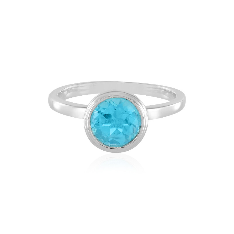 Anello in argento placcato platino con topazio brasiliano Paraiba