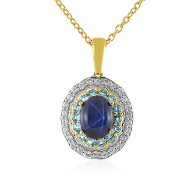 Collana in argento con Zaffiro Stellato Blu