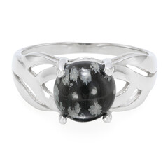 Anello in argento con Ossidiana Fiocco di Neve