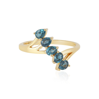 Anello in argento con Cianite Blu Foglia di Tè