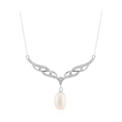 Collana in argento con Perla d'Acqua Dolce Bianca