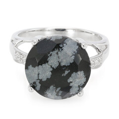 Anello in argento con Ossidiana Fiocco di Neve