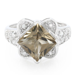 Anello in argento con Quarzo Fumè