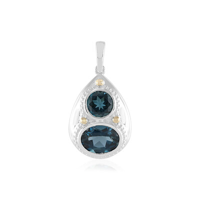 Ciondolo in argento con Topazio Blu Londra (Granulieren)