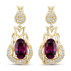 Orecchini in oro con Granato Magenta (SUHANA)