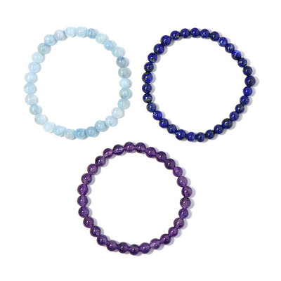 Set bracciali con Ametista, Acquamarina & Lapislazzuli