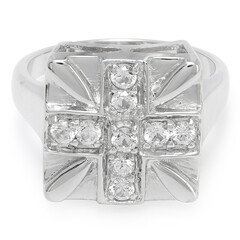 Anello da uomo in argento con Zaffiro Bianco