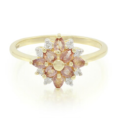 Anello in oro con Zaffiro Padparadscha (non riscaldato)