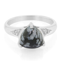 Anello in argento con Ossidiana Fiocco di Neve