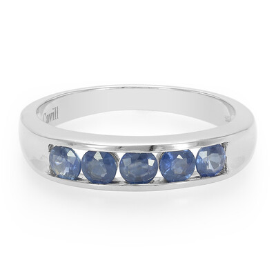 Anello da uomo placcato in platino con Zaffiro Kanchanaburi