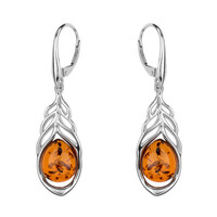 Orecchini in argento con Ambra Baltica Cognac
