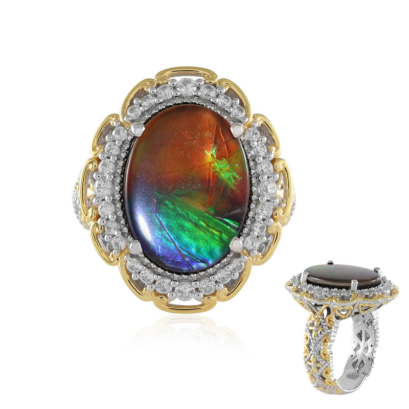 Ivy Gems Anello In Argento 925 Placcato Oro Con Giada Blu Ovale - Gioiello Artigianale Portafortuna