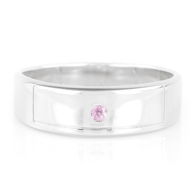 Anello da uomo in argento con Zaffiro Ceylon Rosa