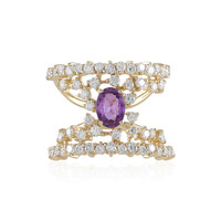 Anello in oro con Zaffiro Ceylon Porpora (non riscaldato) (de Melo)