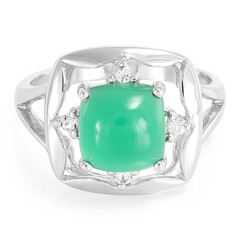Anello in argento con Calcedonio Verde