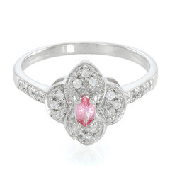 Anello placcato in platino con Zaffiro Padparadscha