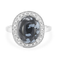 Anello in argento con Ossidiana Fiocco di Neve