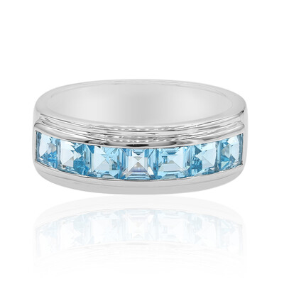 Anello in argento con Topazio Blu Svizzero
