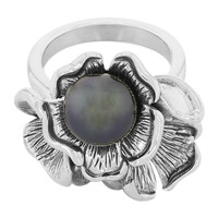 Anello in argento con Perla Tahitiana