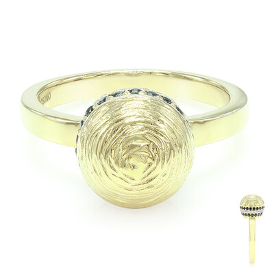 Anello placcato in oro con Spinello Nero (MONOSONO COLLECTION)