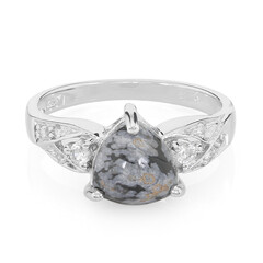 Anello in argento con Ossidiana Fiocco di Neve