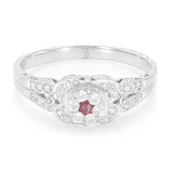 Anello placcato in platino con Zaffiro Padparadscha