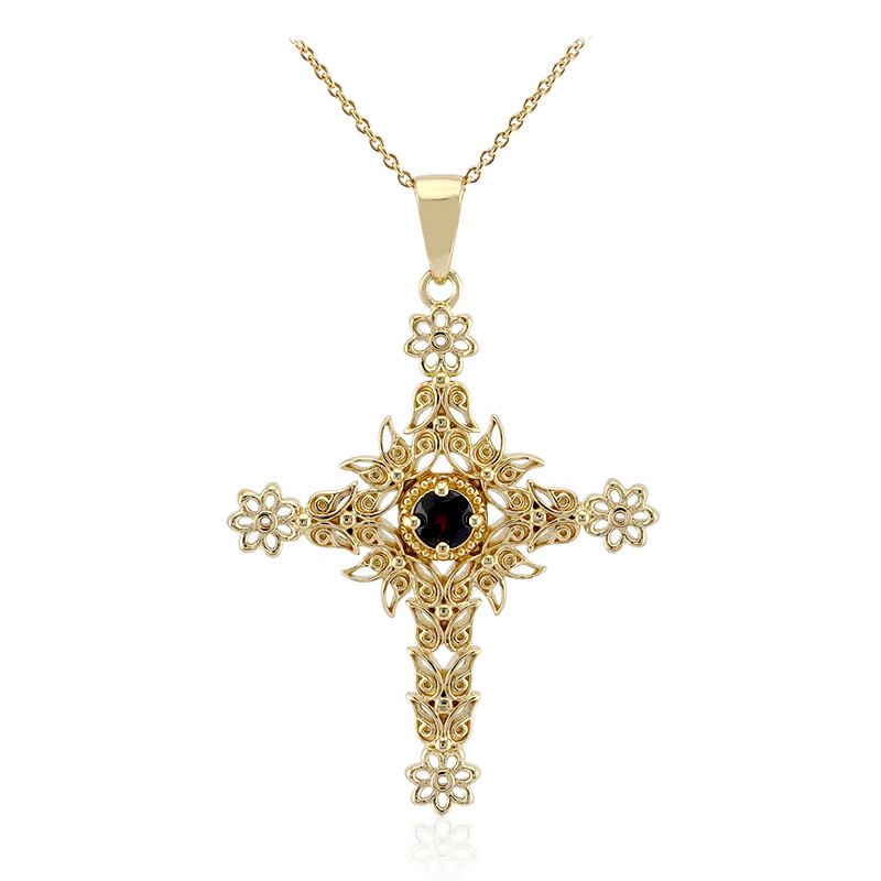 Collana Uomo Con Ciondolo Croce Semplice 20" In Acciaio Inox Placcato Oro - Regalo Perfetto
