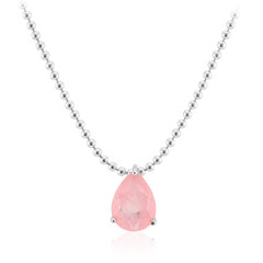 Collana in argento con Quarzo rosa pastello