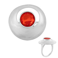 Anello in argento con Opale Rosso dell'Etiopia