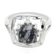 Anello in argento con Ossidiana Fiocco di Neve