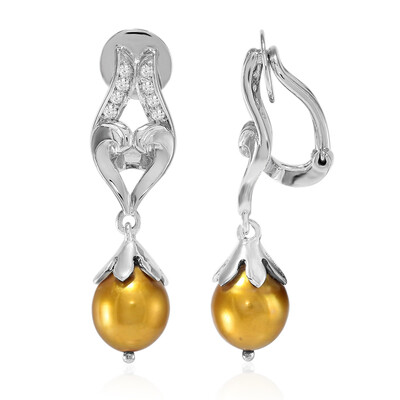 Orecchini con chiusura a clip in argento con Perla di Acqua Dolce
