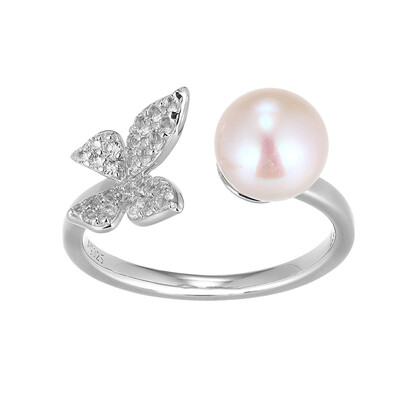 Anello in argento con Perla d'Acqua Dolce Bianca