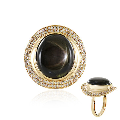 Anello in oro con Zaffiro Stellato Nero (de Melo)