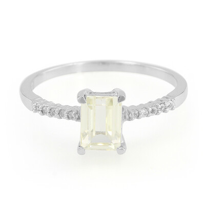 Anello placcato in platino con Kunzite Canarino
