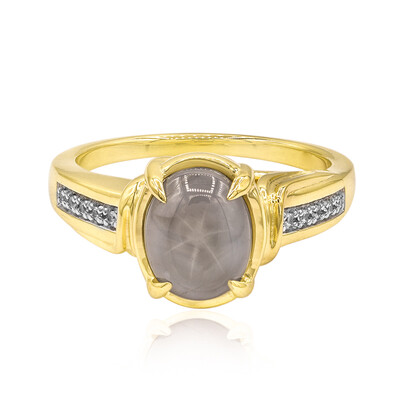 Anello in oro con Zaffiro Stellato Blu Argento
