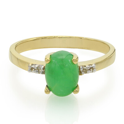 Anello placcato in oro con Crisoprasio Imperiale