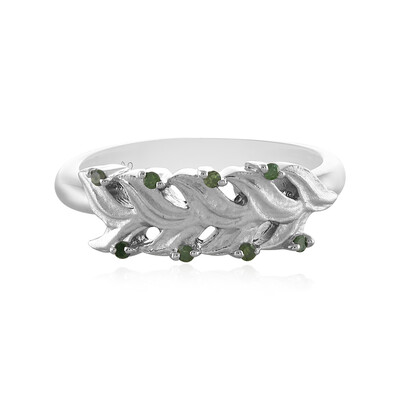 Anello in argento con Diamante Verde I2