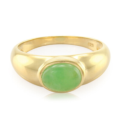 Anello placcato in oro con Crisoprasio Imperiale