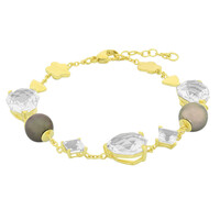 Bracciale placcato in oro con Quarzo Bianco